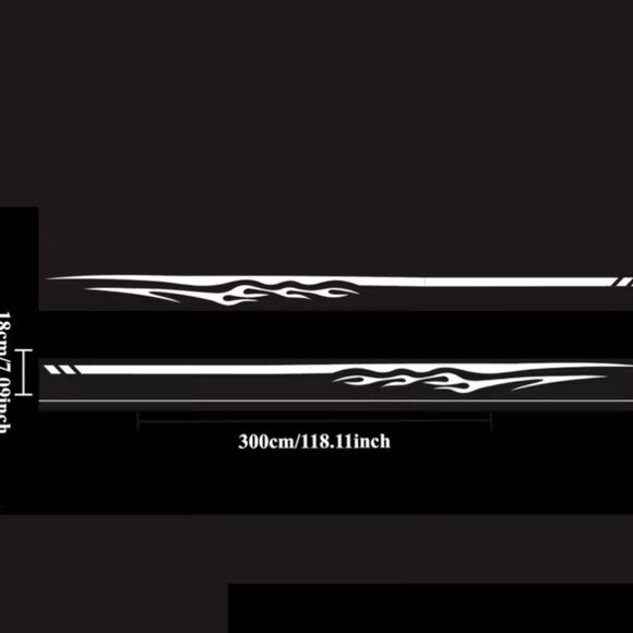 2pcs Flame Stripe Car Stickers - Red & Black High-Visibility Body Decals - Picture 2 of 5